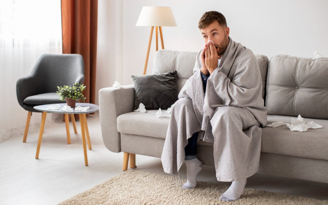 man with allergies and carpets